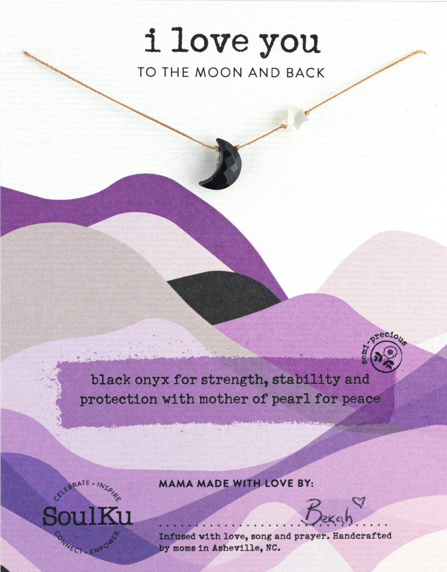 Black Onyx I Love You To The Moon & Back Necklace