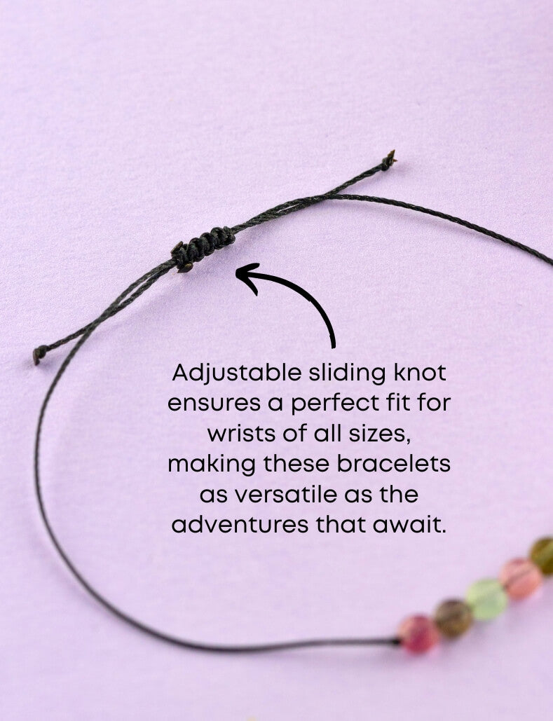 Rainbow Tourmaline Hummingbird Adjustable Bracelet for Happiness