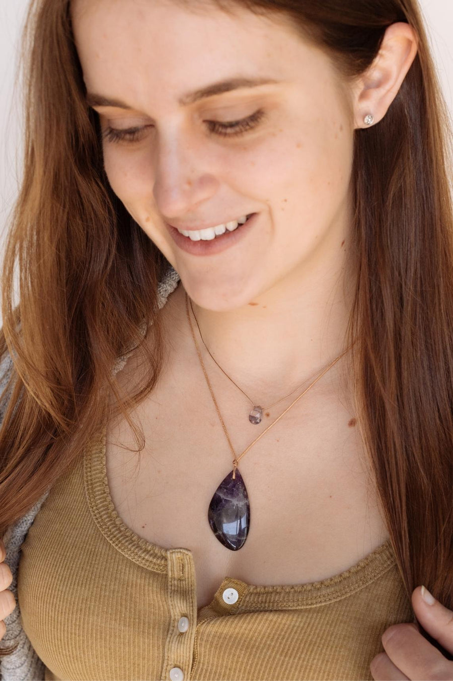 Amethyst Touchstone Necklace for Healing