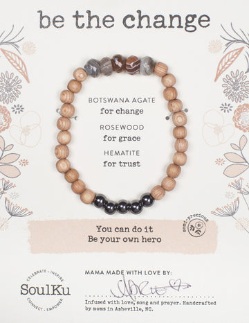 Botswana Agate Be Your Own Hero Bracelet for Be The Change