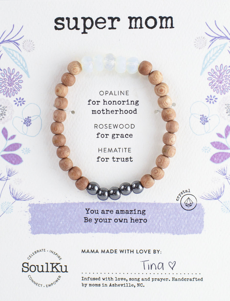 Opaline Crystal Be Your Own Hero Bracelet for Super Mom