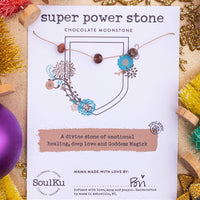 SoulKu - Triple Chocolate Moonstone Rondelle Super Power Stone Necklace