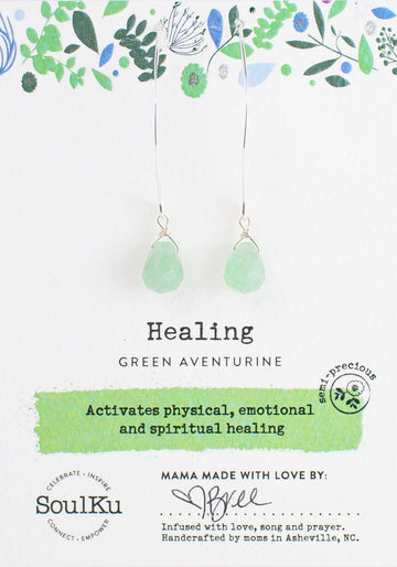 Green Aventurine Soul-Full of Light Long Earrings for Healing