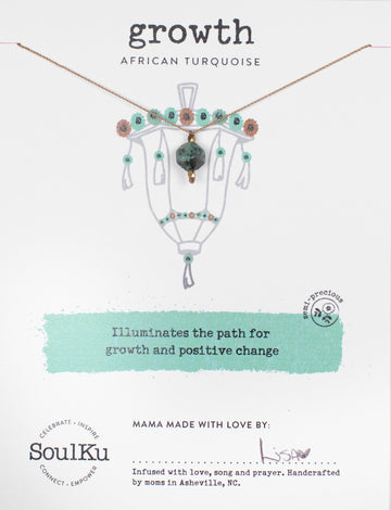 African Turquoise Lantern Necklace for Growth