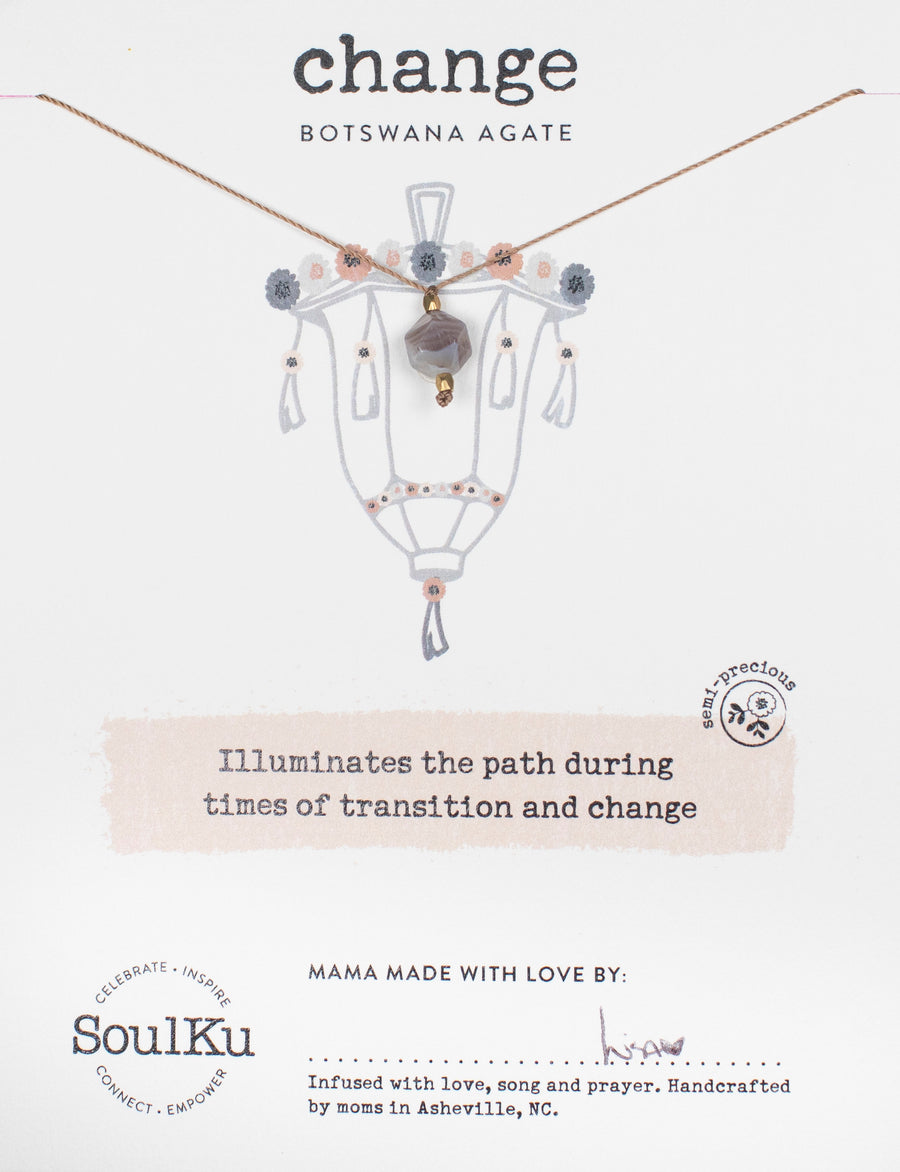 Botswana Agate Lantern Necklace for Change