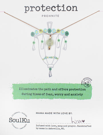 Prehnite Lantern Necklace for Protection