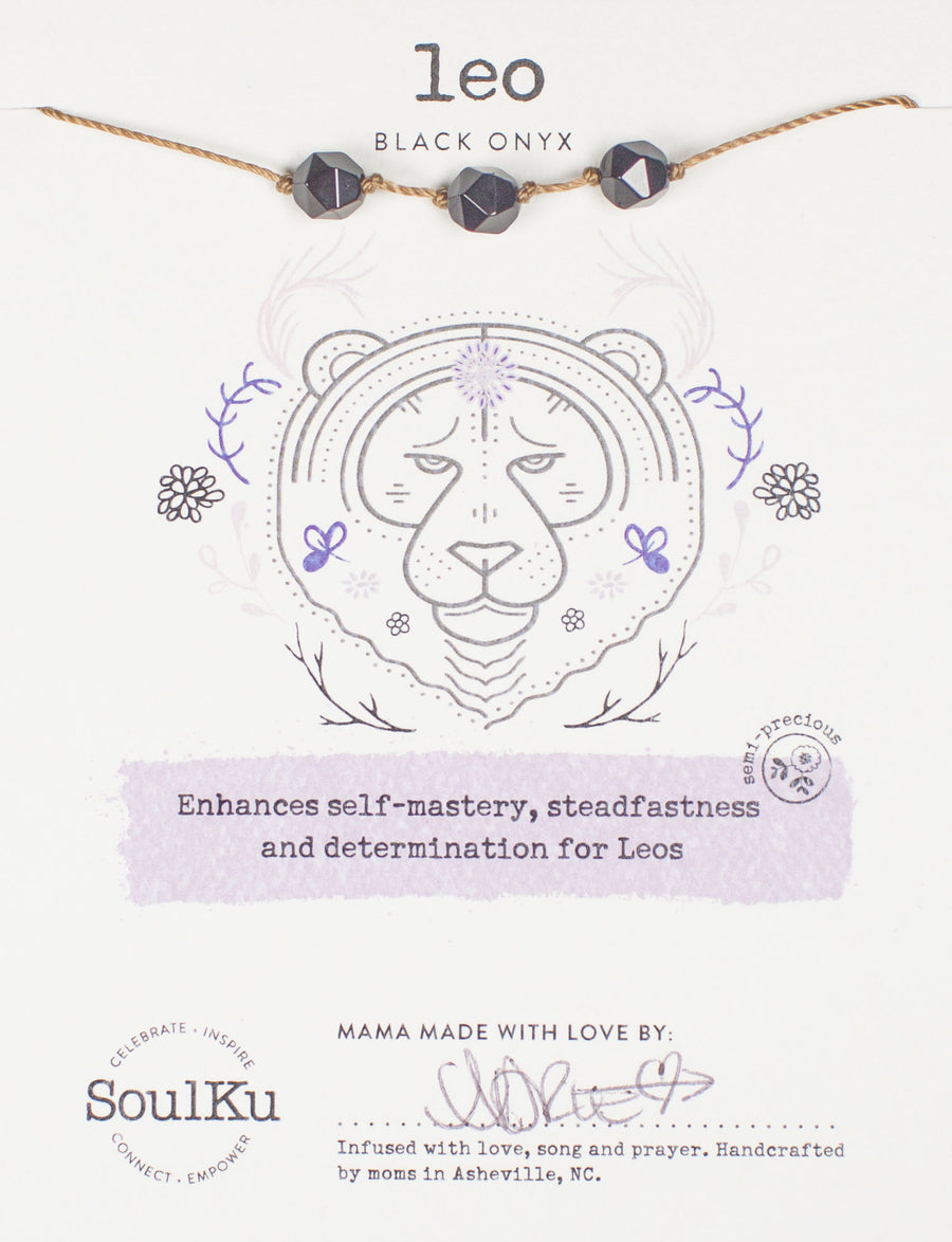 Black Onyx Zodiac Necklace for Leo | 7/23 - 8/22