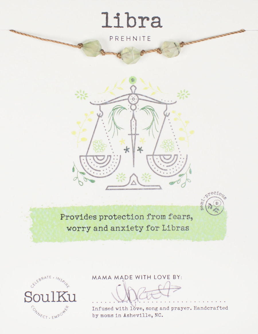 Prehnite Zodiac Necklace for Libra | 9/23 - 10/22
