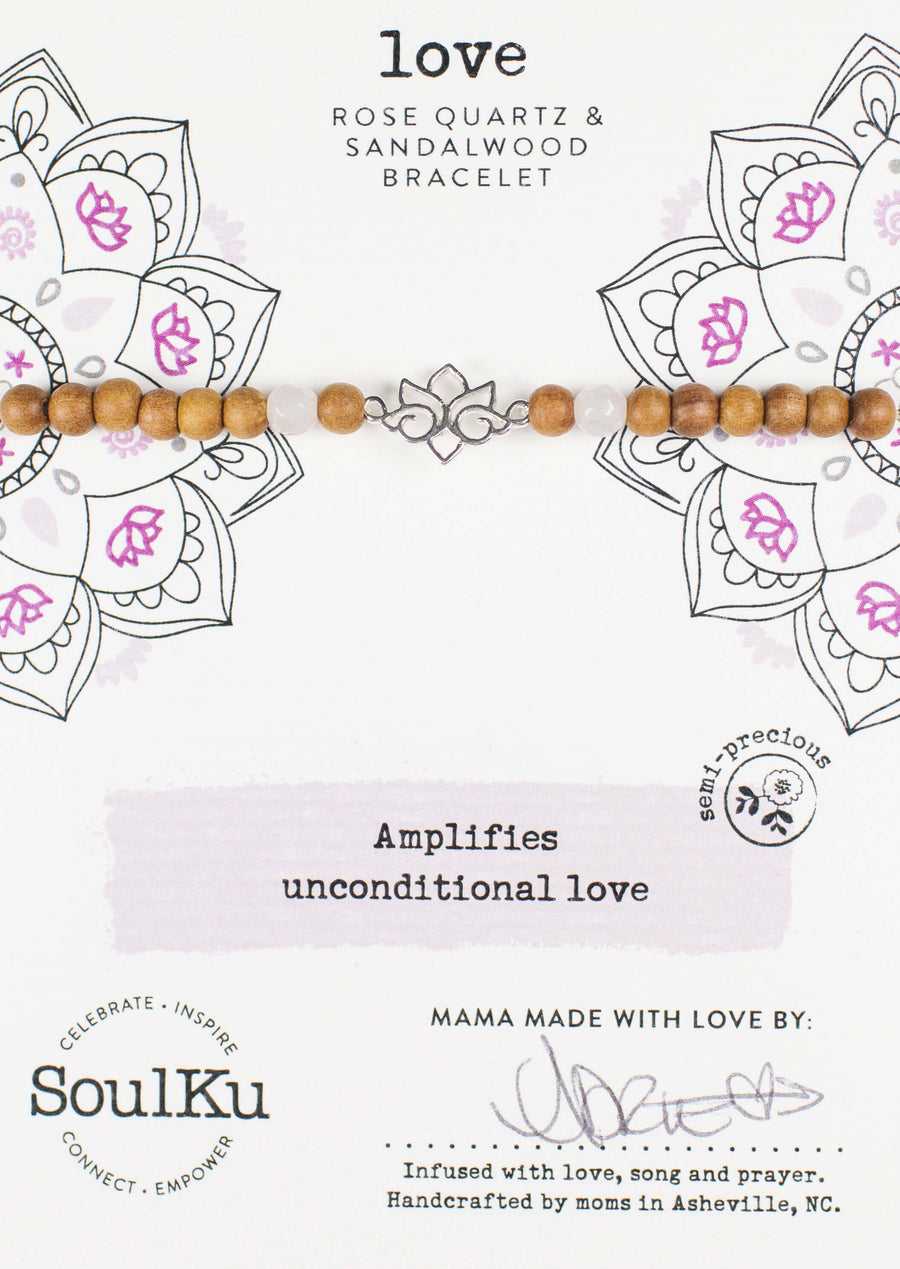 Rose Quartz Sandalwood Lotus Bracelet for Love