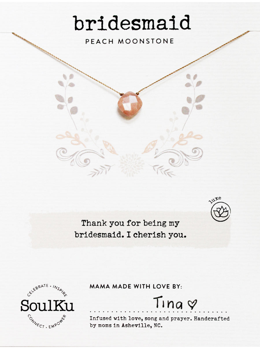 Mystic Peach Moonstone Necklace for Your Bridesmaid