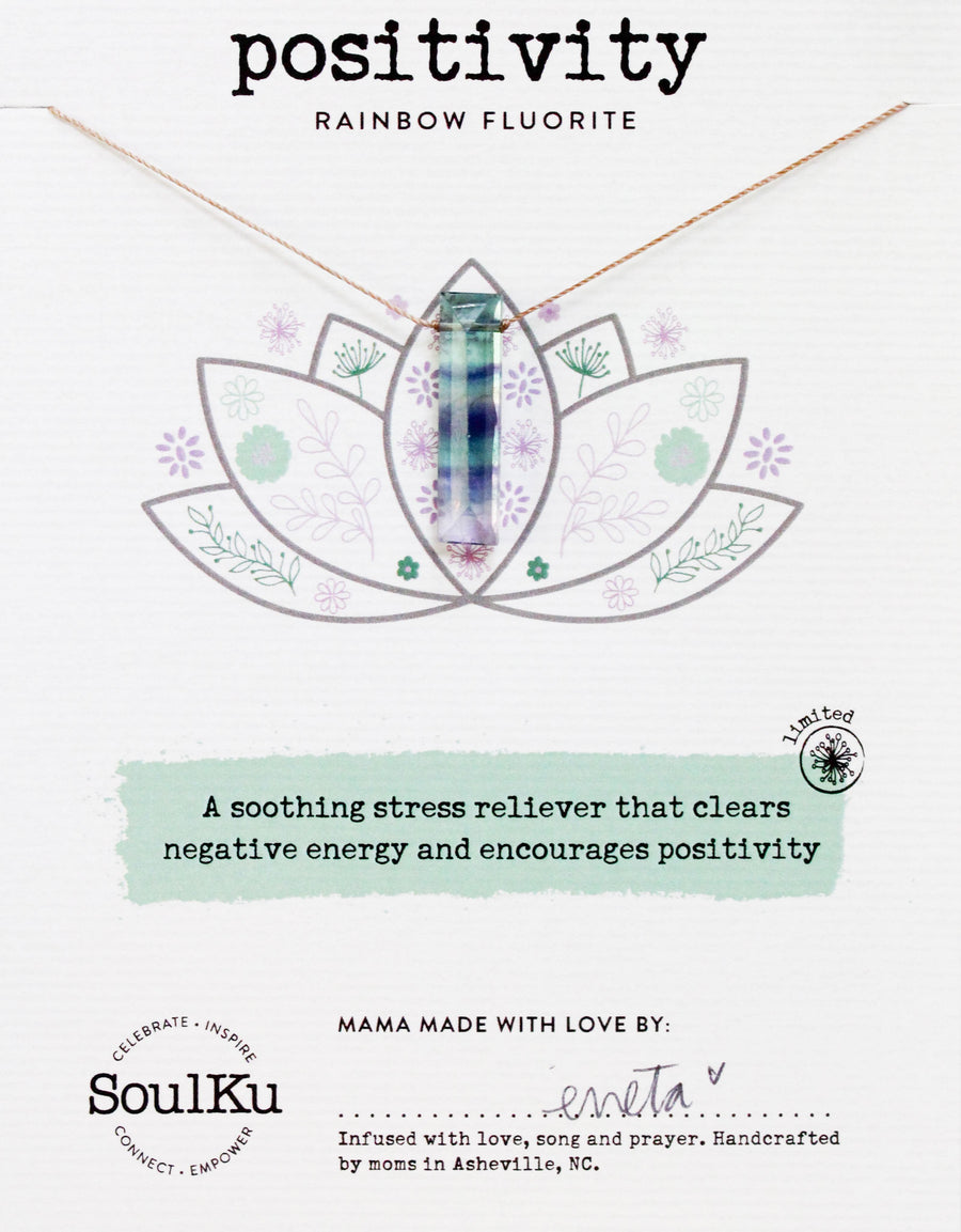 Limited Edition Necklace in Rainbow Fluorite Bar for Positivity