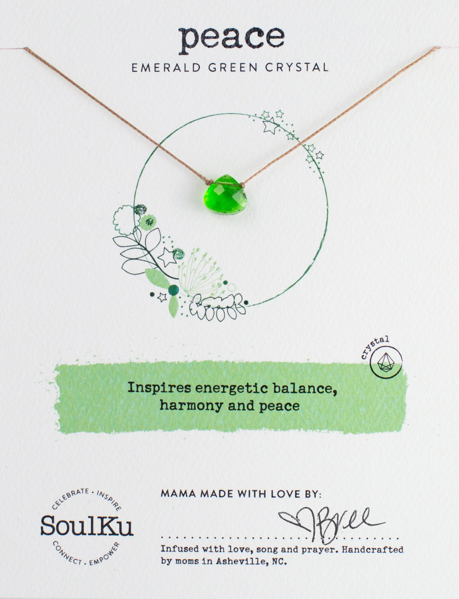 Emerald Green Crystal Soul Shine Necklace for Peace