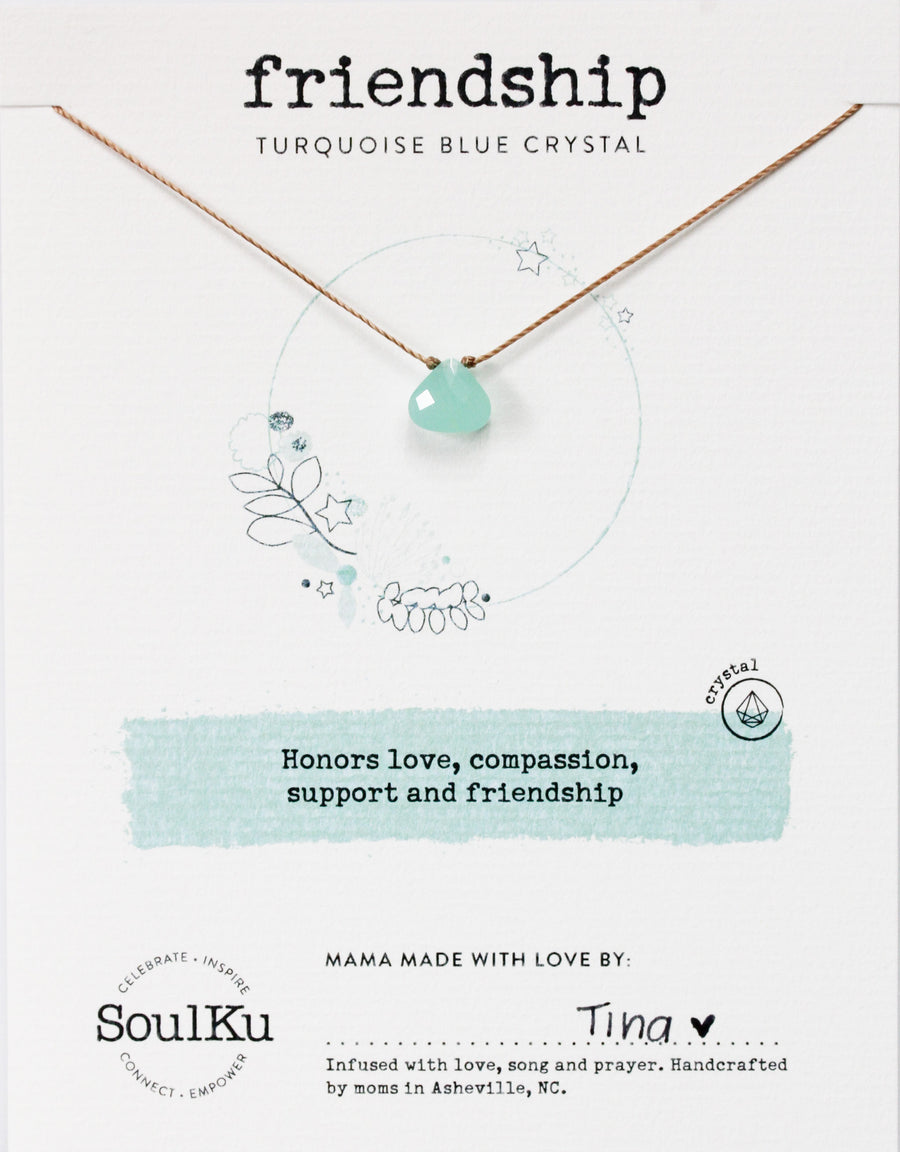 Turquoise Crystal Soul Shine Necklace Honoring Friendship