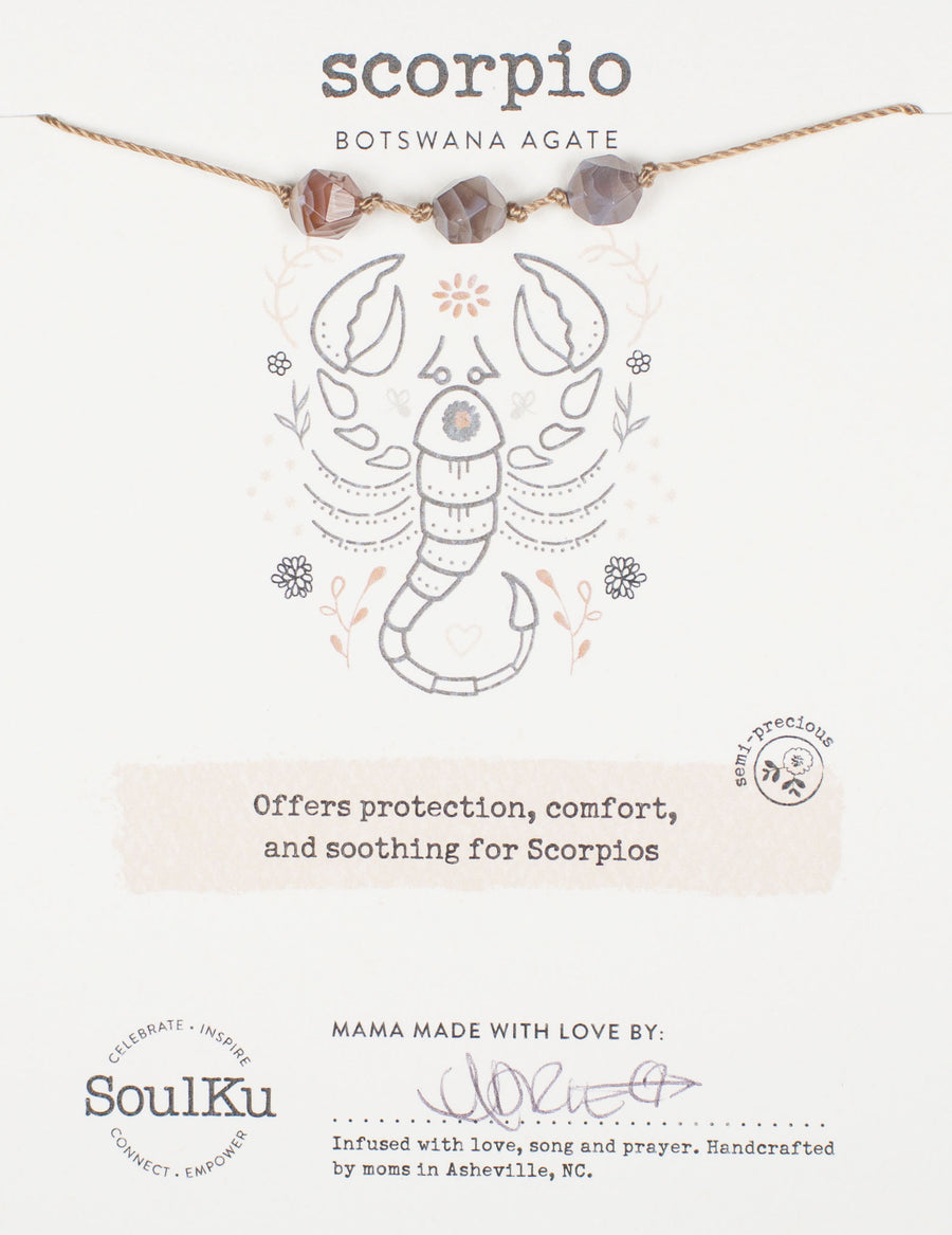 Botswana Agate Zodiac Necklace for Scorpio | 10/23 - 11/21