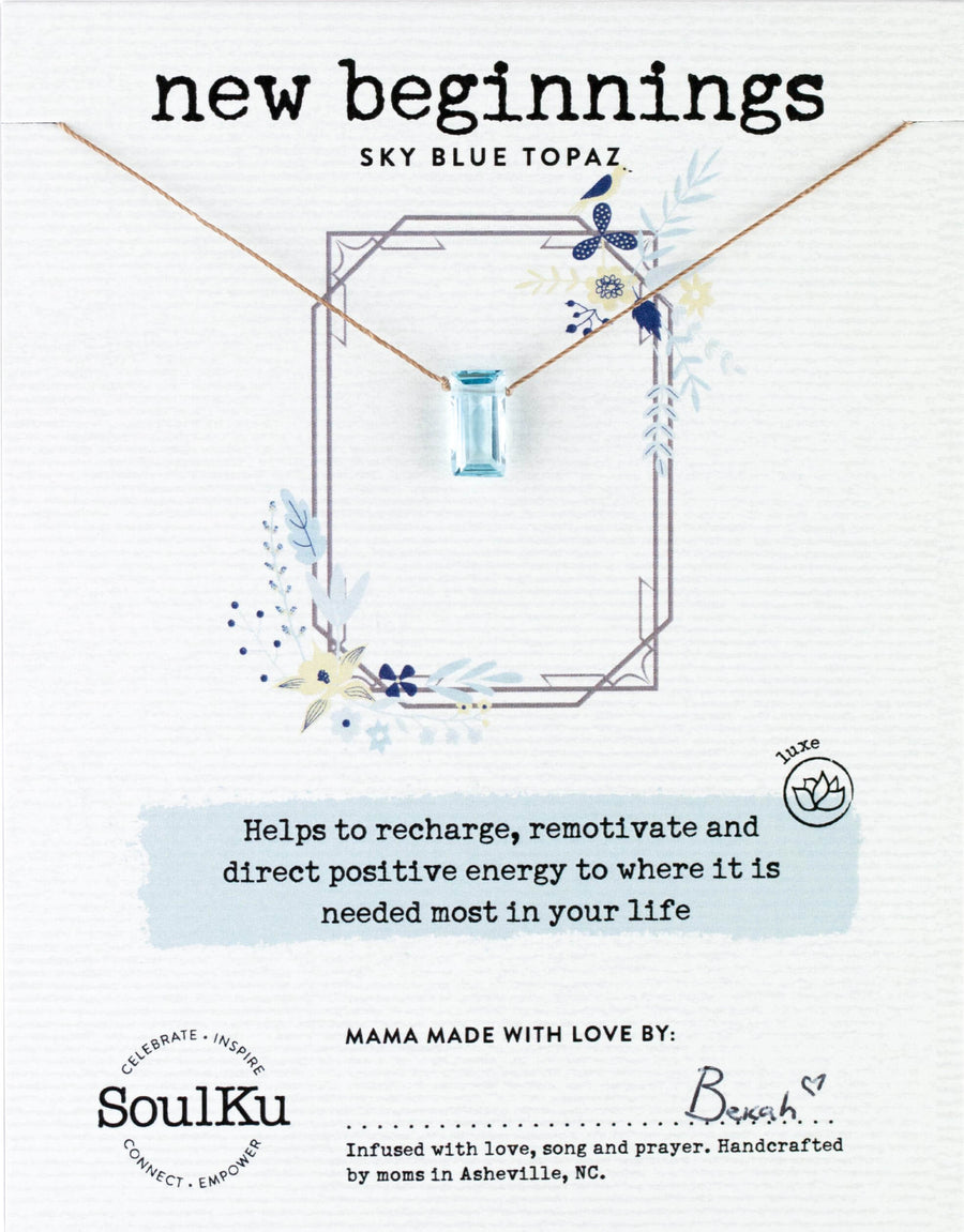 SoulKu - Sky Blue Topaz Refined Necklace for New Beginnings